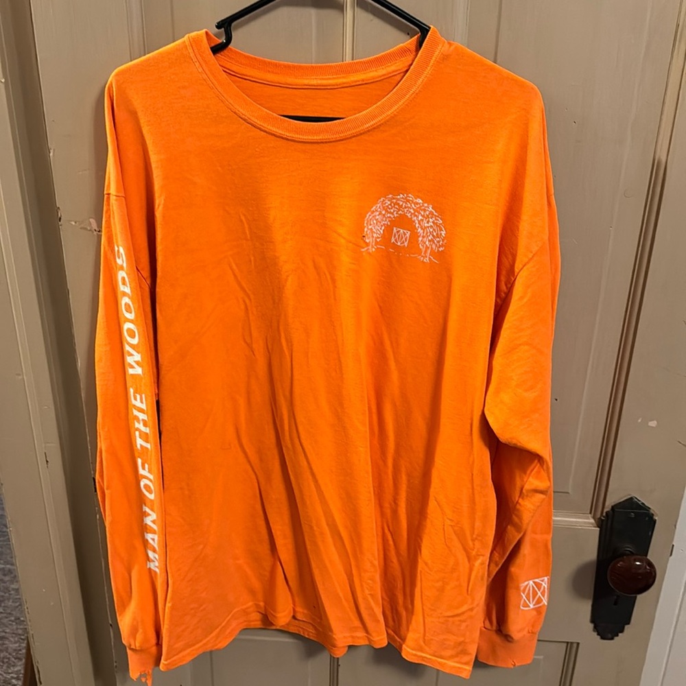 Justin Timberlake man of the woods orange long sleeve shirt